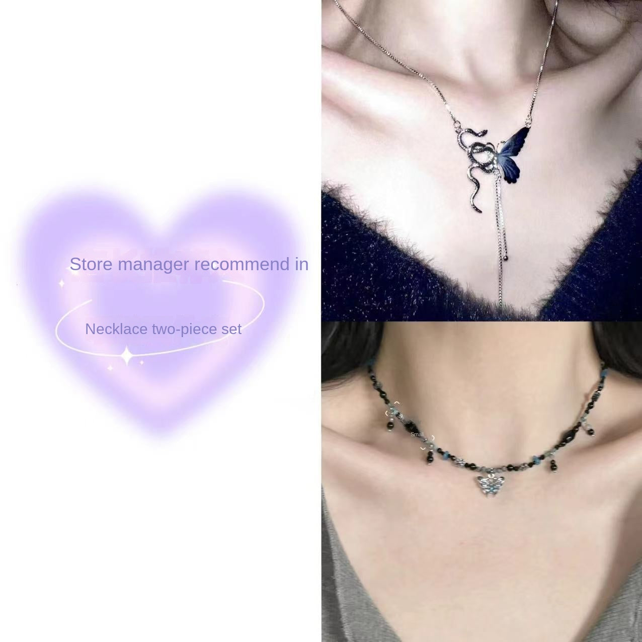 Feng Shui Necklace Asymmetric Spirit Snake Butterfly Tassel Necklace Clavicle Chain