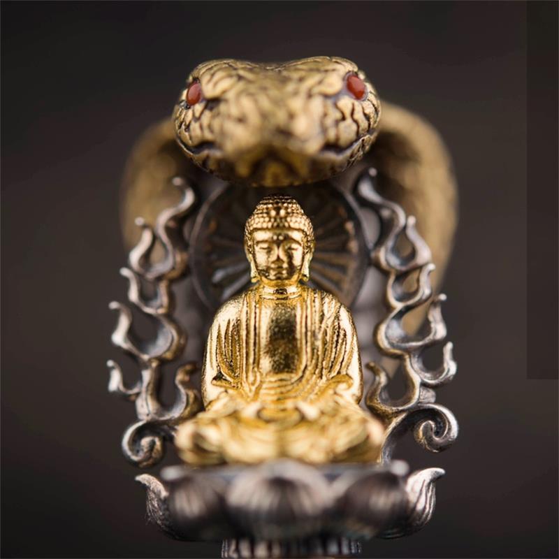 Metaphysical pendant Sakyamuni Snake King six-character mantra transshipment pendant