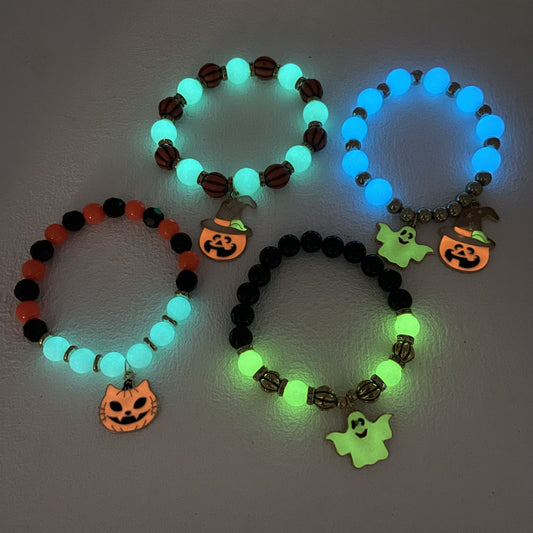 Metaphysics Bracelet Bracelet Halloween Bracelet Pumpkin Head Ghost Luminous Effect Pendant Beaded Bracelet