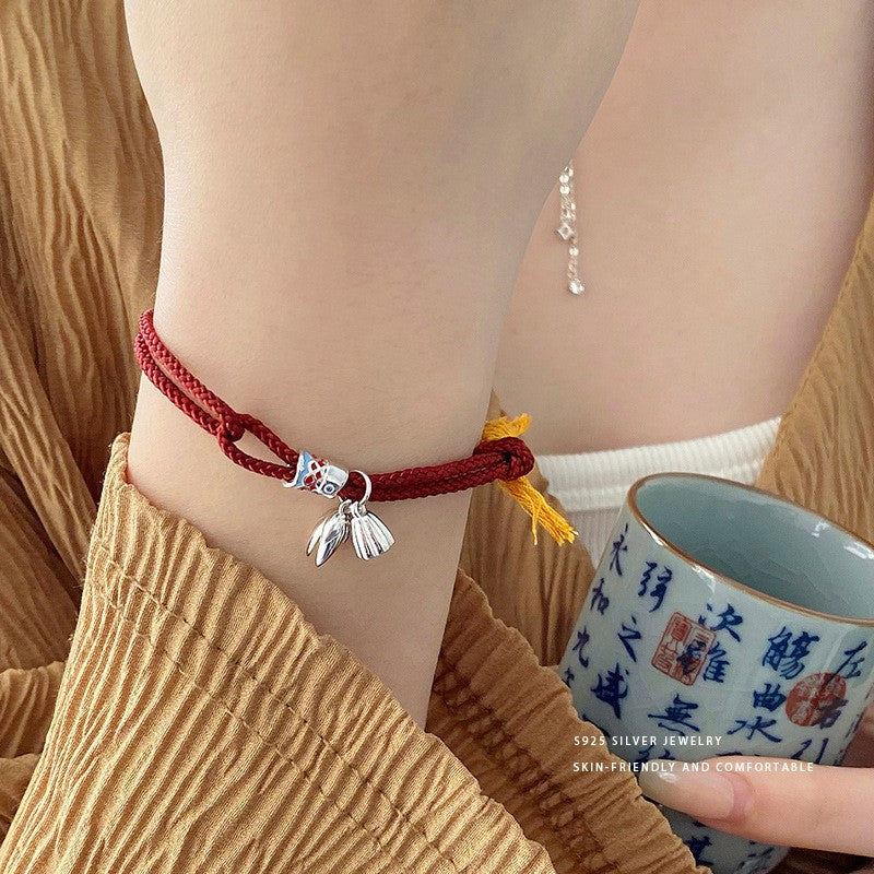 Feng Shui Five Emperors Money Koi Bracelet Personality Guochao New Chinese Woven Red Hand Rope Jewelry