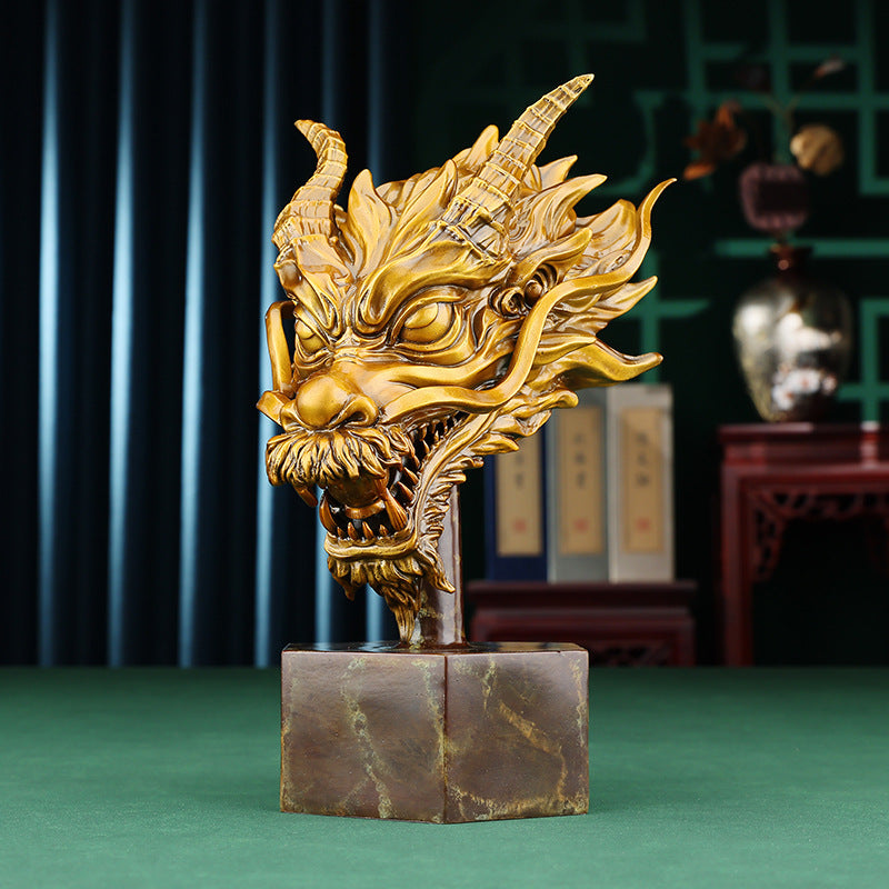 Feng Shui ornament, bronze dragon ornament, dragon head zodiac "Dragon Head Boss" ornament business is booming and prosperous, which means ornament