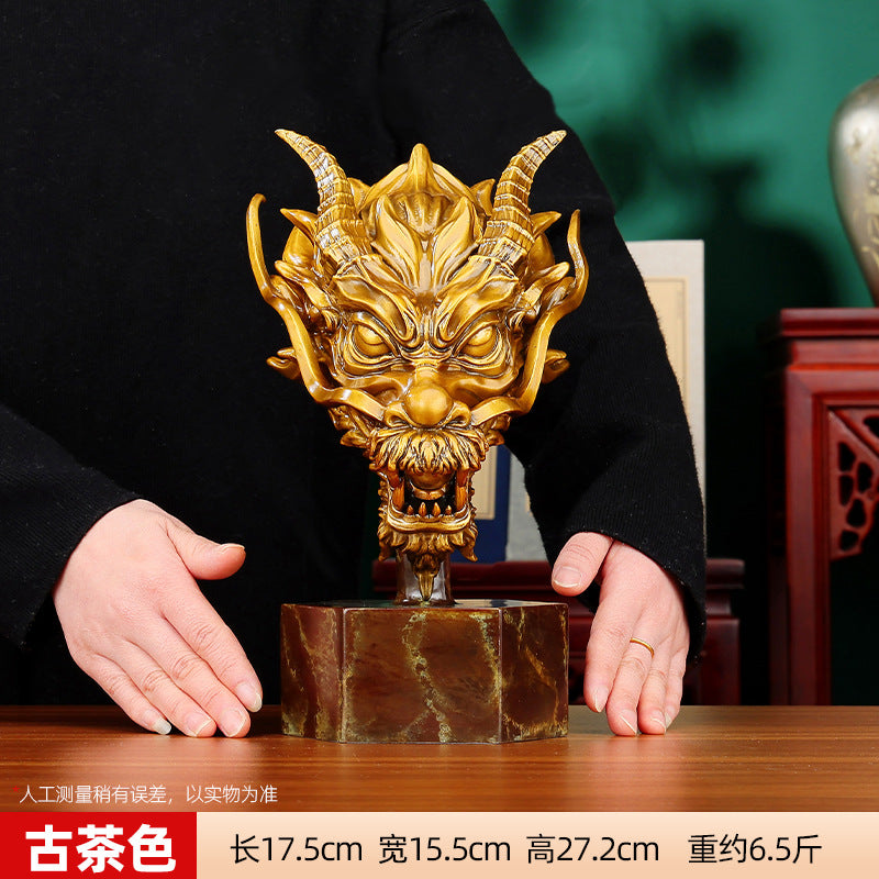 Feng Shui ornament, bronze dragon ornament, dragon head zodiac "Dragon Head Boss" ornament business is booming and prosperous, which means ornament