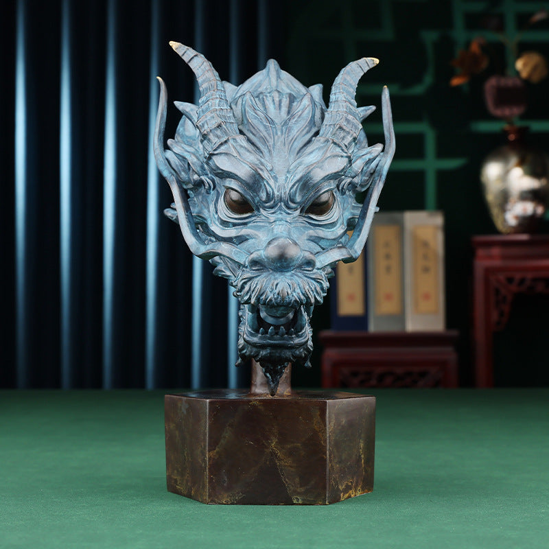 Feng Shui ornament, bronze dragon ornament, dragon head zodiac "Dragon Head Boss" ornament business is booming and prosperous, which means ornament