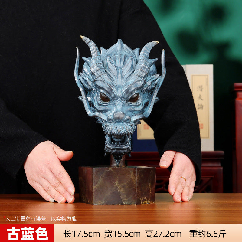 Feng Shui ornament, bronze dragon ornament, dragon head zodiac "Dragon Head Boss" ornament business is booming and prosperous, which means ornament