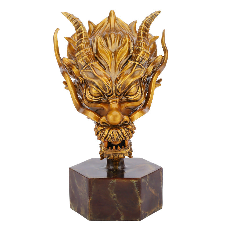 Feng Shui ornament, bronze dragon ornament, dragon head zodiac "Dragon Head Boss" ornament business is booming and prosperous, which means ornament