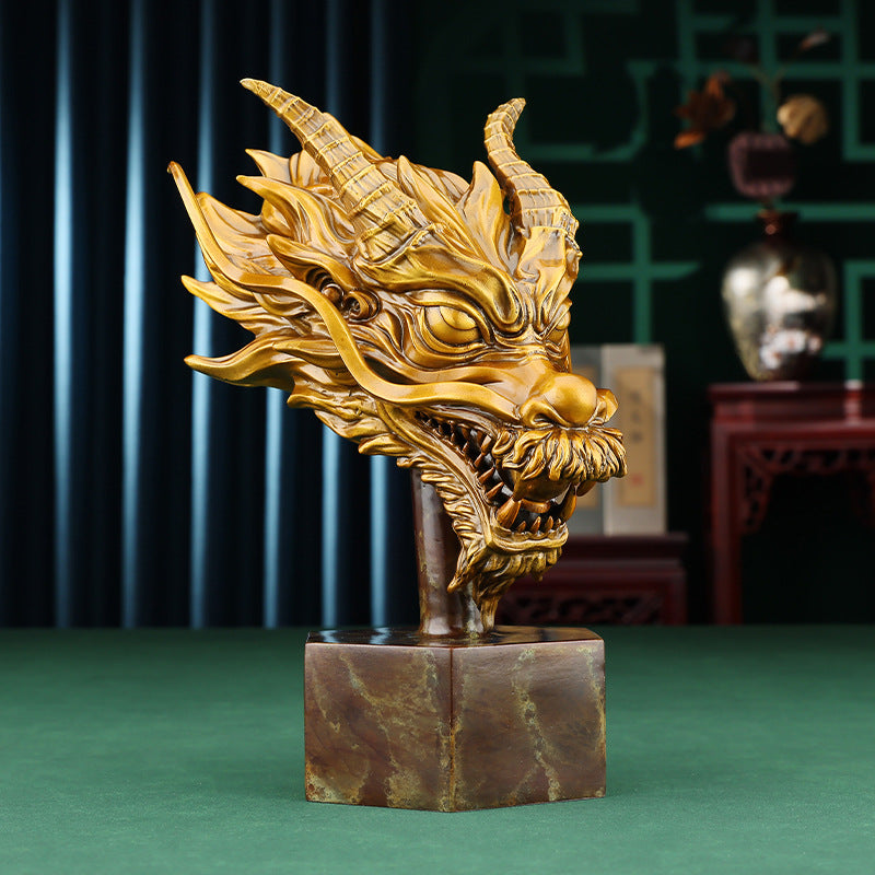 Feng Shui ornament, bronze dragon ornament, dragon head zodiac "Dragon Head Boss" ornament business is booming and prosperous, which means ornament