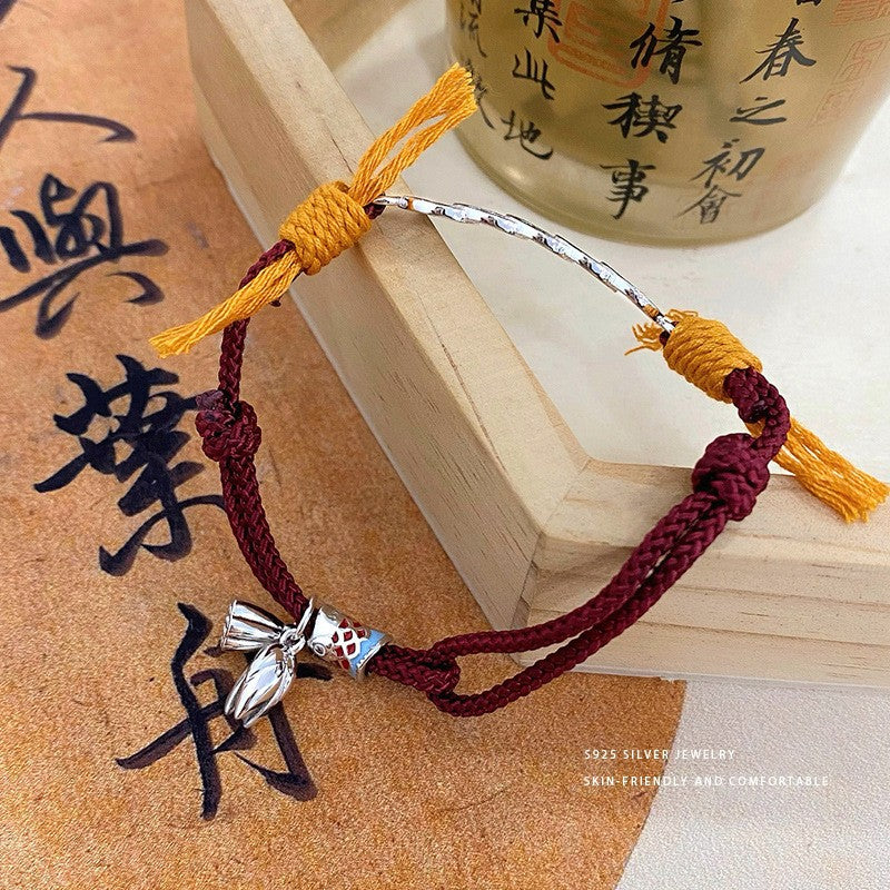 Feng Shui Five Emperors Money Koi Bracelet Personality Guochao New Chinese Woven Red Hand Rope Jewelry