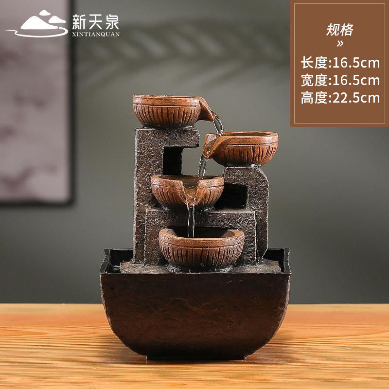 attrack Wealth and Luck automatic flow ornament circulating water Chinese Suit For coffee table office desktop small ornament living room home